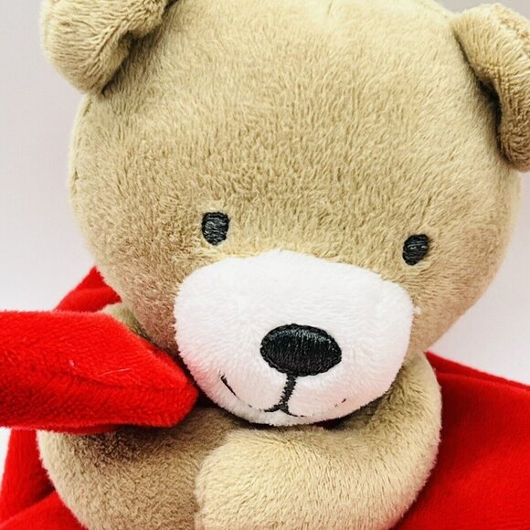 Baby Starters Tan Bear Red XOXO Lovey Security Blanket Rattle 12 inch 2014 - Picture 2 of 8